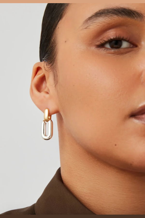 Jenny Bird Puffy Detachable Link Earrings - Two-Tone