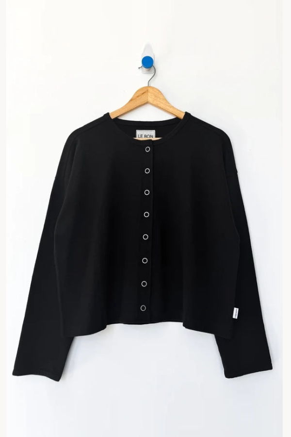 Le Bon Shoppe Soft Jersey Snap Cardigan - Black