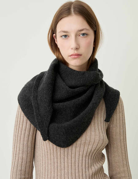 Margaret Howell Chunky Rib Scarf Merino Cashmere - Storm Grey