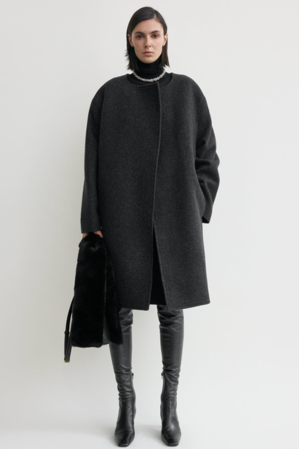 Totme Collarless Felt Coat