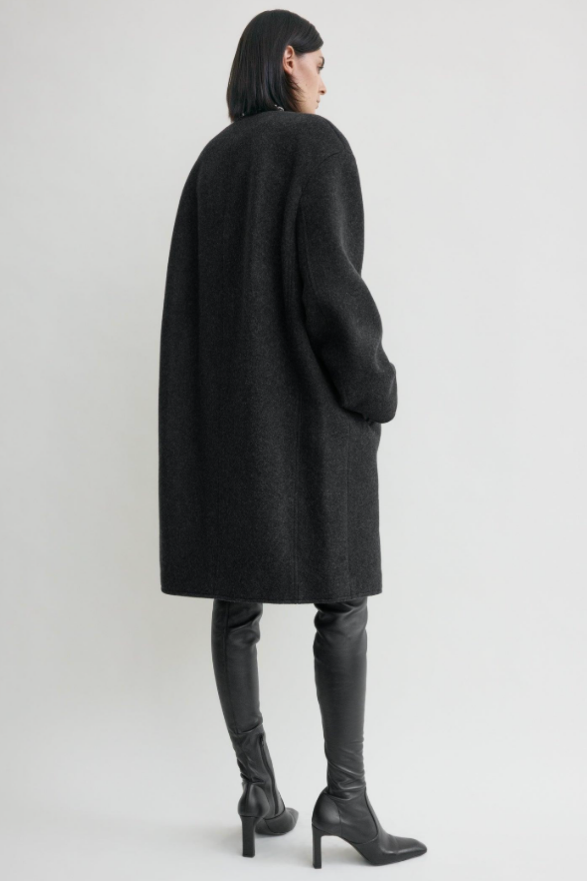 Totême Collarless Felt Coat - Image 3 of 4