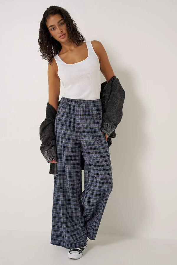 Lee Pleated Trouser - Strawberry Plaid