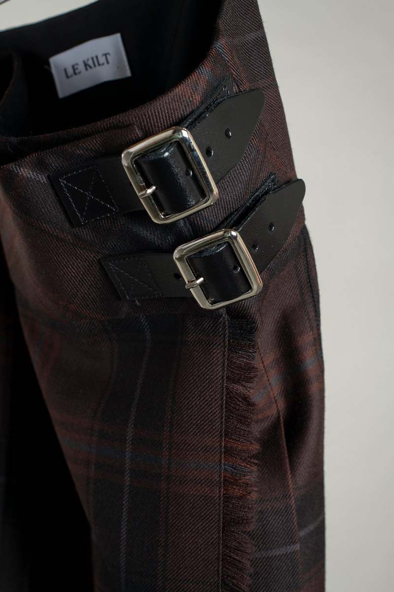 Le Kilt Lena Kilt Skirt - Chocolate Brown Tartan
