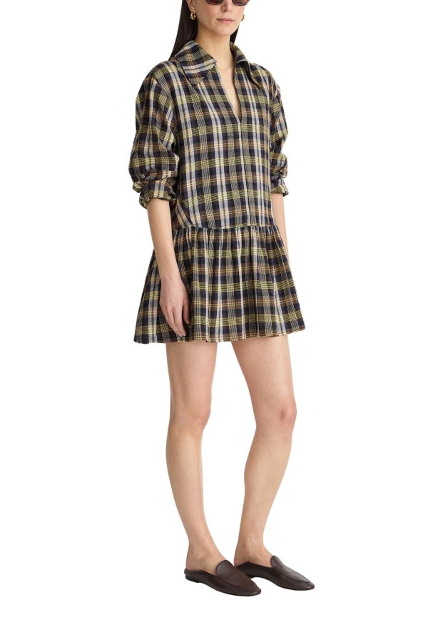 Apiece Apart Romana Mini Dress - Basket Weave Plaid