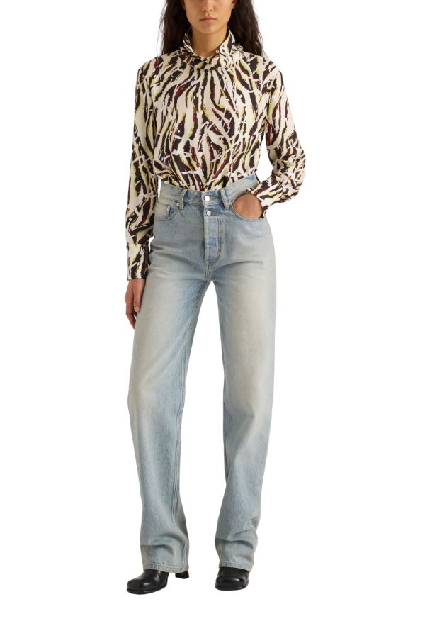 Proenza Schouler WL Ansel Top in Printed Soft Twill - Acid Multi