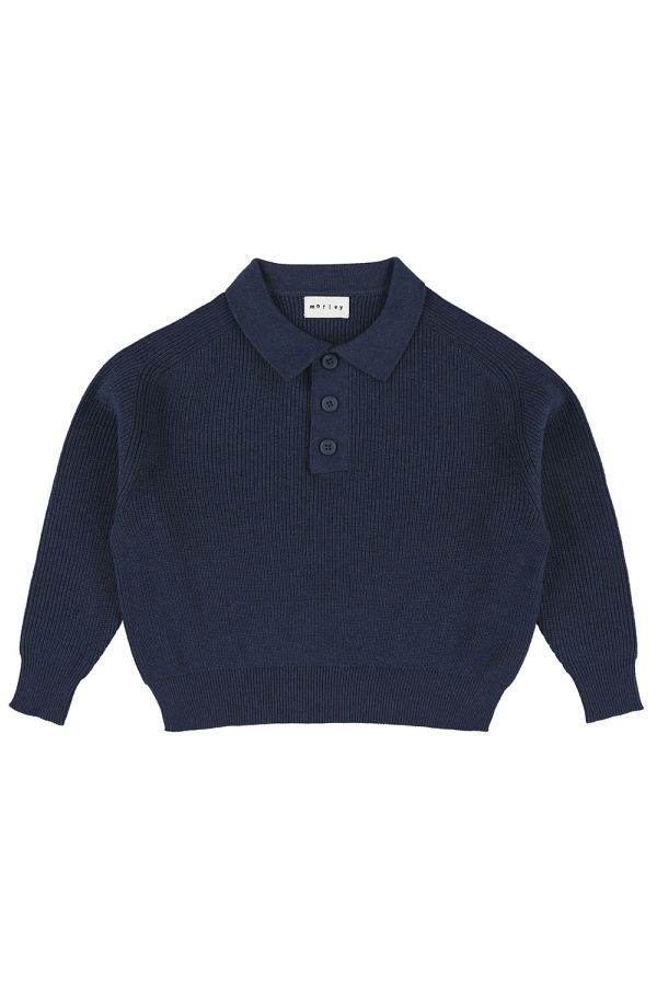 KIDS Morley Child Zietse Polo Sweater Azimuth - Navy Blue