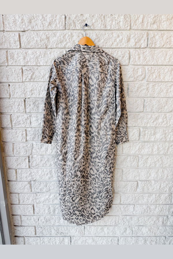 Frank & Eileen Rory Maxi Shirtdress - Glitter Animal Print