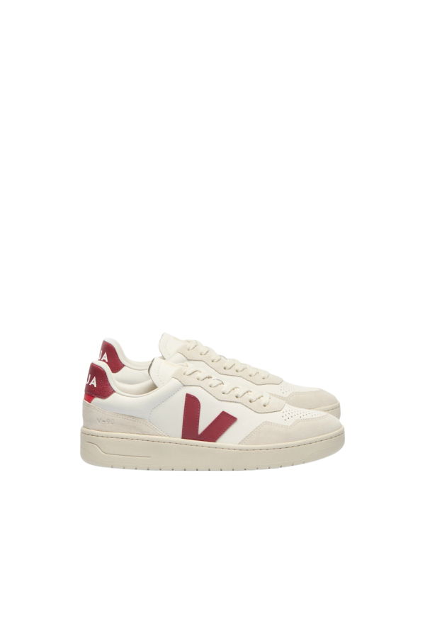 VEJA V-90 O.T. Sneaker - White / Marsala / Natural