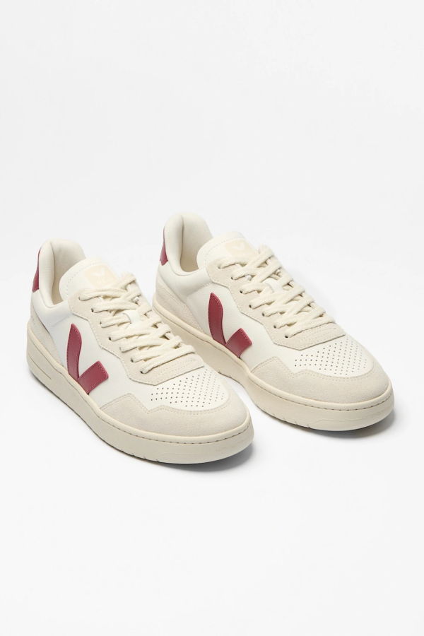 VEJA V-90 O.T. Sneaker - White / Marsala / Natural