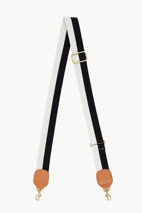 Clare V. Adjustable Crossbody Strap - Black/Cream/Cuoio