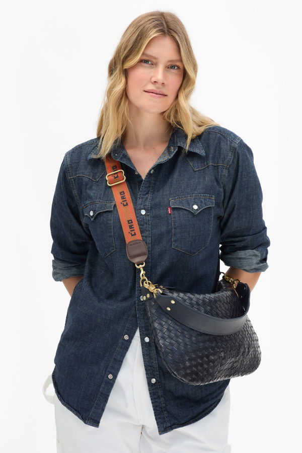 Clare V. Adjustable Crossbody Strap - Tan/Navy