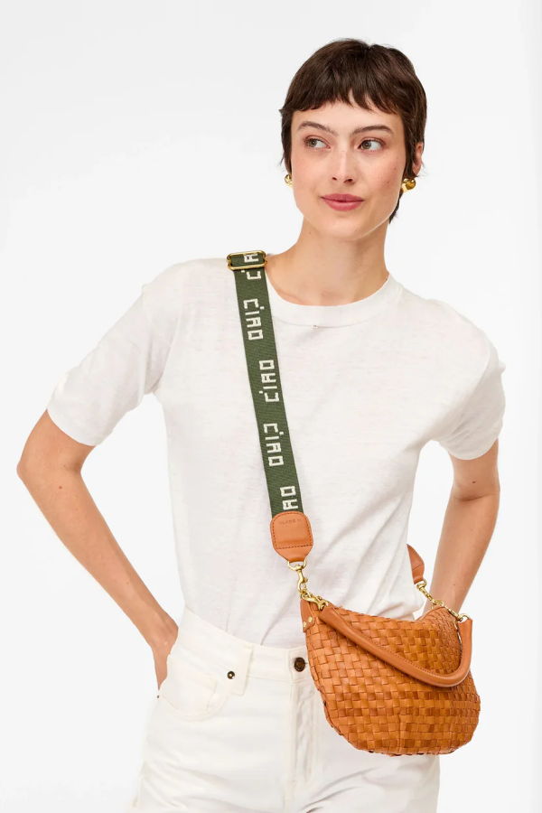 Clare V. Adjustable Crossbody Strap - Army/Cream Ciao