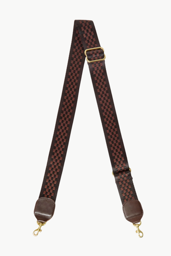 Clare V. Adjustable Crossbody Strap - Chocolate Checkered