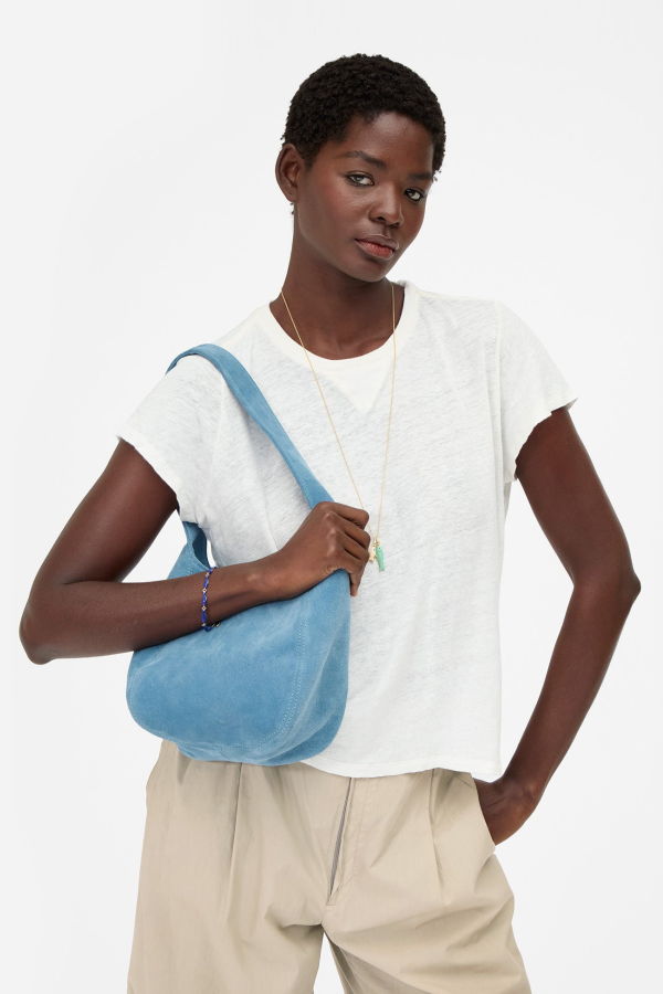 Clare V. Suede Petit Bando Bag Handbag - Desert Blue