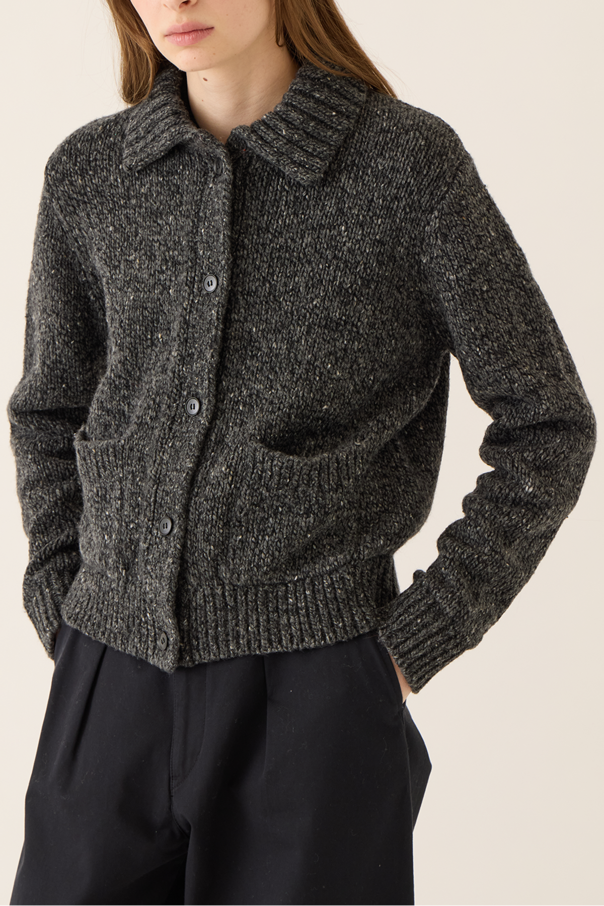demylee Julien Confetti Cardigan - Dark Grey Multi | Garmentory