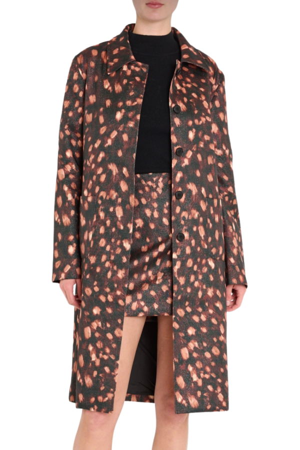 Milly Paityn Jacquard Coat - Brown/Black