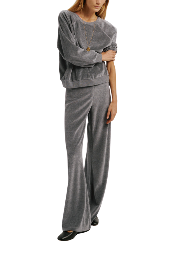 Suzie Kondi Samos Sweatshirt in Velour - Charcoal Heather