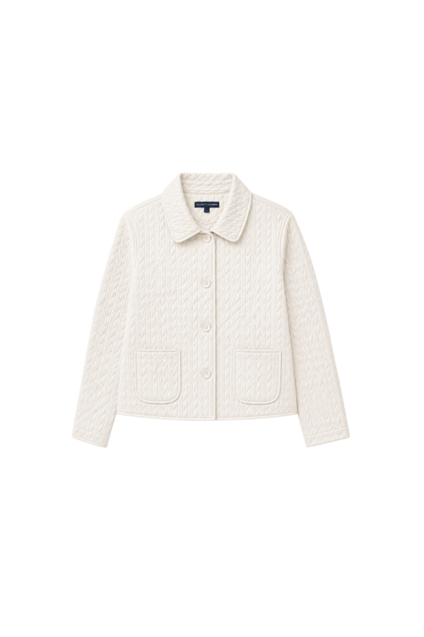 ELLIOTT LAUREN Cable Button Front Jacket - Ecru