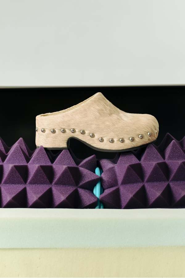 Simon Miller Haircalf Studded Rio Clog - Ecru/Silver