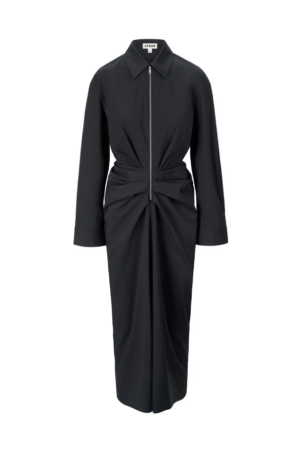Staud Adler Gathered Waist Dress - Smoke