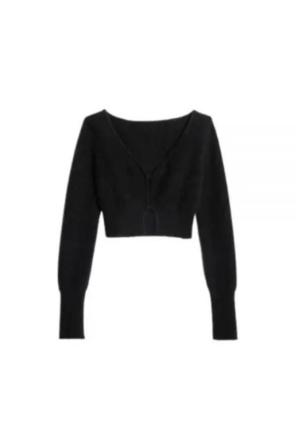 Jacquemus Le Cardigan Alzou Crop Mohair Cardigan - Black