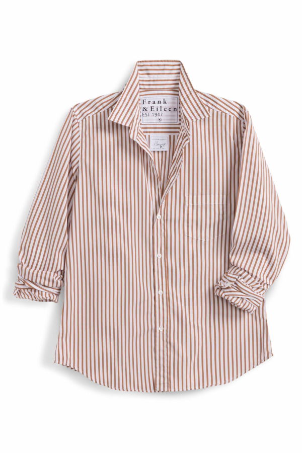 Frank & Eileen Barry Tan Stripe Button Up Shirt