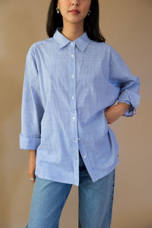 Le Bon Shoppe Lightweight Owen Shirt - Blue Pinstripe