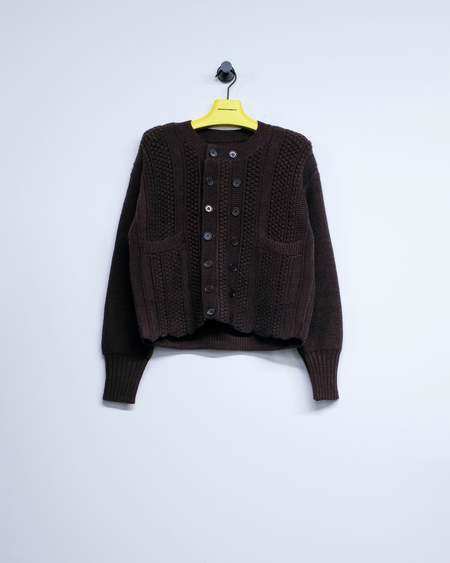 Taiga Takahashi Ivory Silk Double Breasted Cardigan - gray