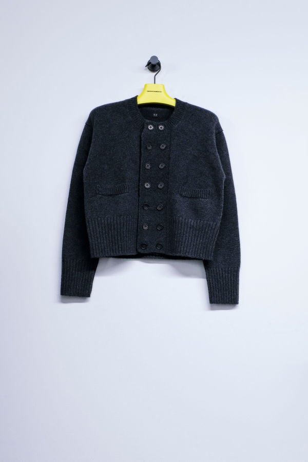 Taiga Takahashi Lot.506 Charcoal Wool & Cashmere DB Cardigan
