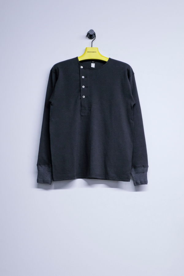 Taiga Takahashi LOT.618 Cotton Side Henley Neck Top