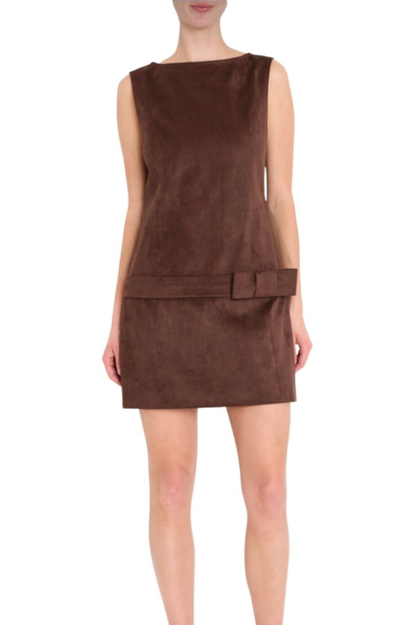 Milly Fern Faux Suede Mini Dress - Dark Brown