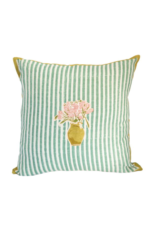 A RIVER Mona's Flower Hand Block Printed Pillow Cover