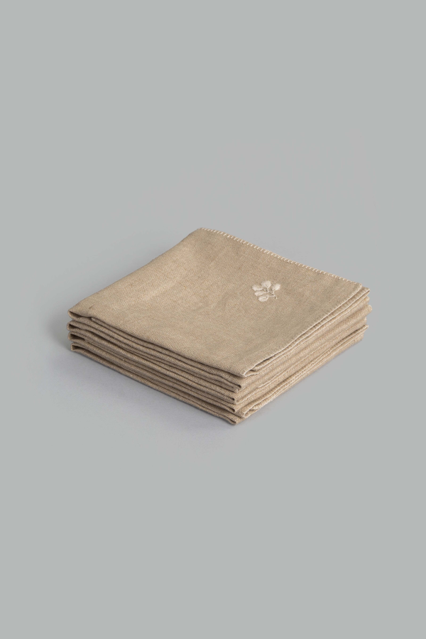 Nimmit S/4 Linen Hand Embroidered Napkins