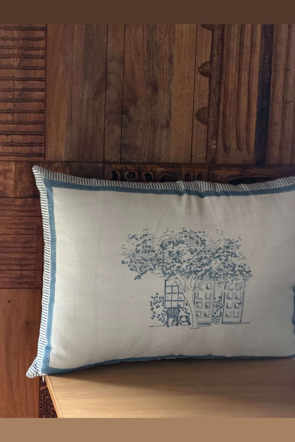 A RIVER The Archive Hand Block Printed Cushion Cover