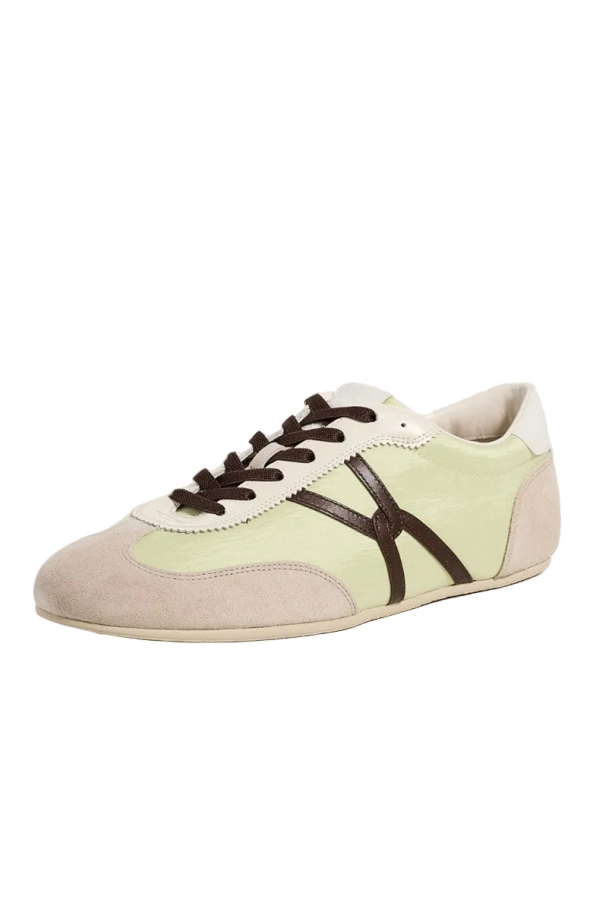 Veronica Beard Riviera Nylon Sneaker - Pistachio / Dark Brown