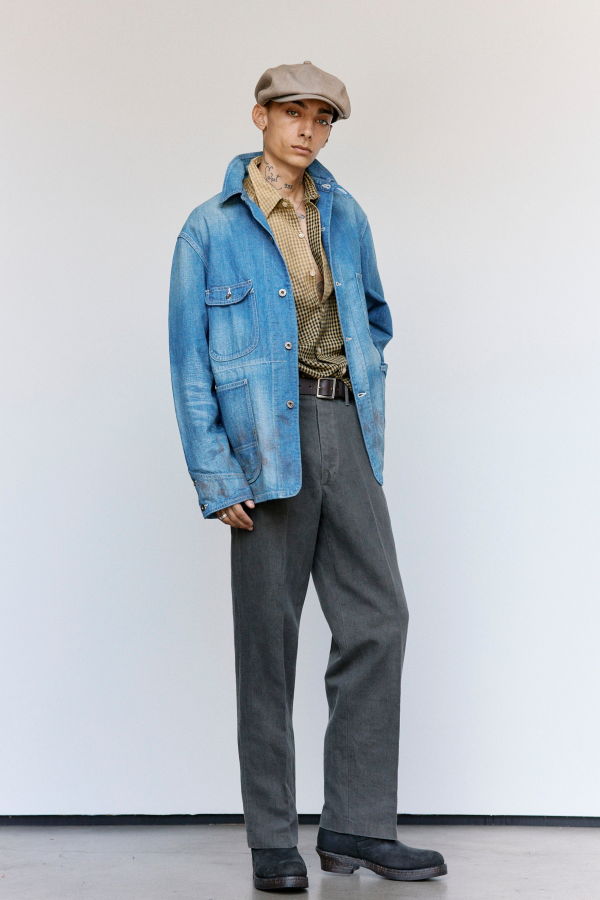 Taiga Takahashi Lot. 716 Damaged Indigo Denim Coverall Jacket With Chinstrap