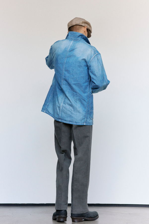 Taiga Takahashi Lot. 716 Damaged Indigo Denim Coverall Jacket With Chinstrap