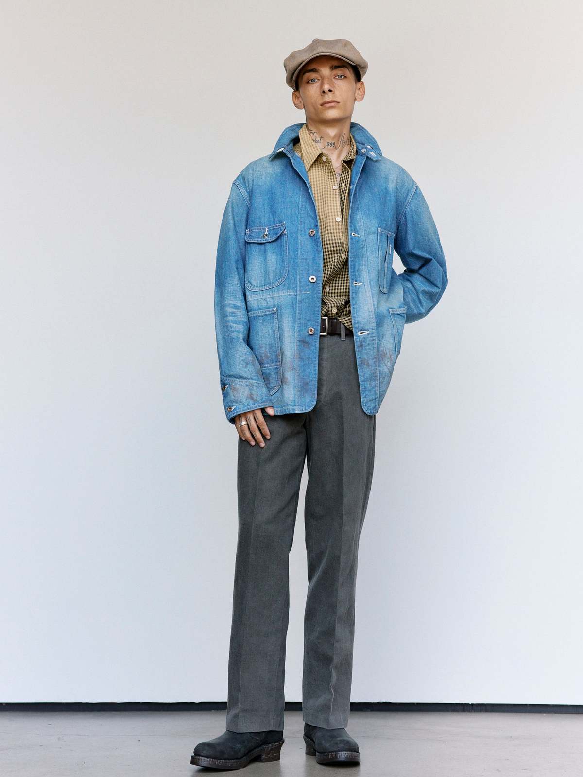 【最安値】 Unlikely Coverall Indigo Denim Taiga Takahashi Lot. 716 Damaged Indigo Denim Coverall Jacket With