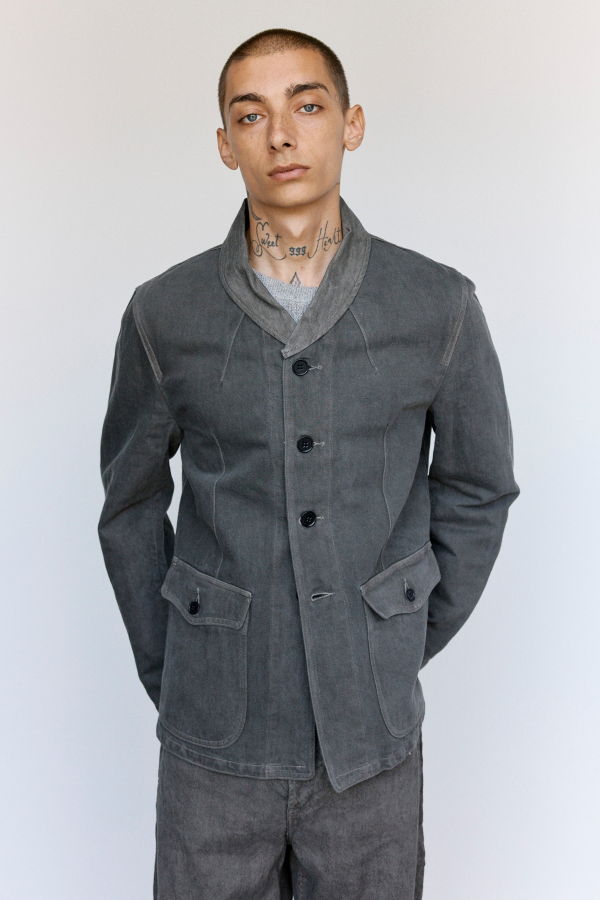 Taiga Takahashi Lot.327 Sumi Cotton Modified Shawl Collar Jacket