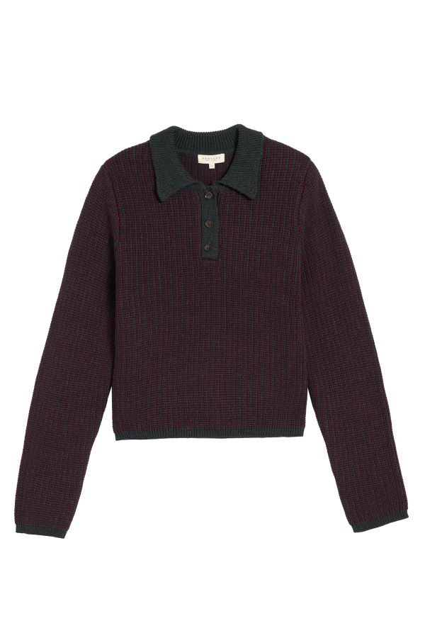 Demylee Kat Cotton Polo Sweater - Navy/Espresso