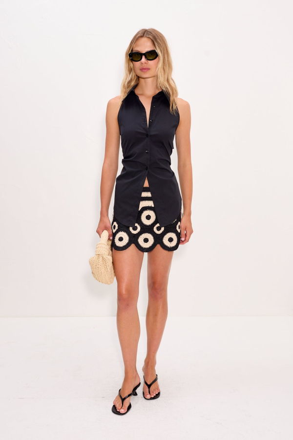 Simon Miller Beep Beep Mini Skirt - Cream/Black