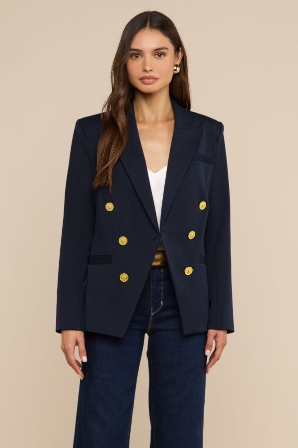 L'agence Kyomi Breasted Blazer - Midnight