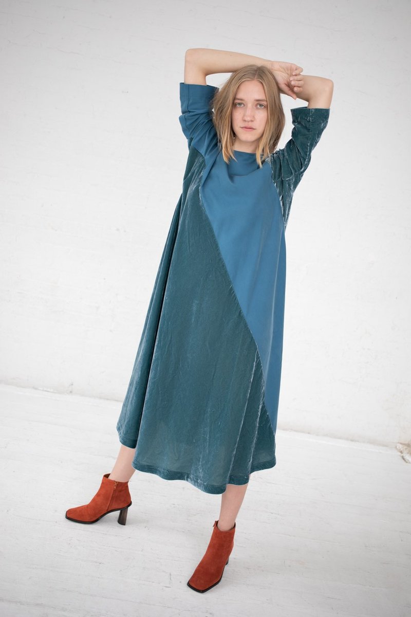 Bernhard Willhelm Velvet Dress Teal Blue Garmentory