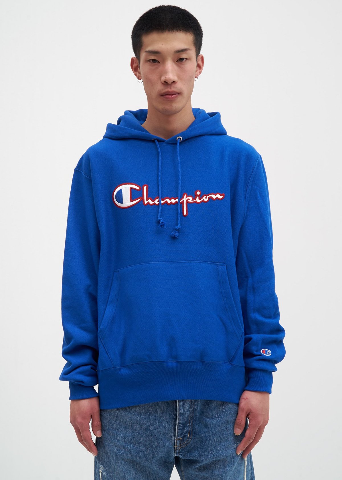 Champion Reverse Weave Scripture Hoodie - Blue - Image 1 of 5