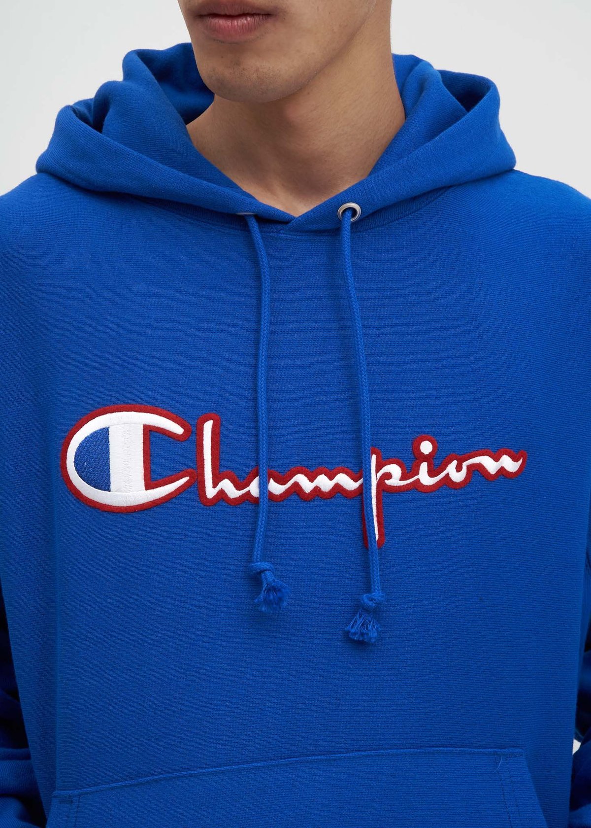 Champion Reverse Weave Scripture Hoodie - Blue - Image 4 of 5