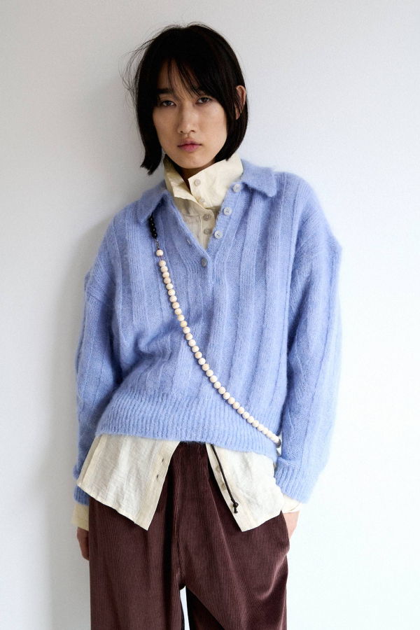 Rus Murmur Polo Sweater - Salvia Blue
