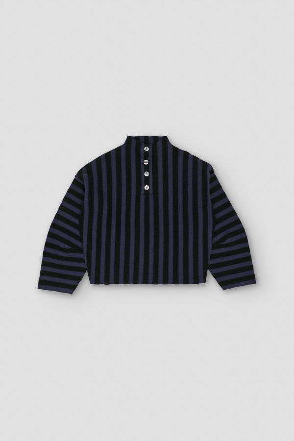 Rus Shikai Polo Sweater - Midnight Blue / Black