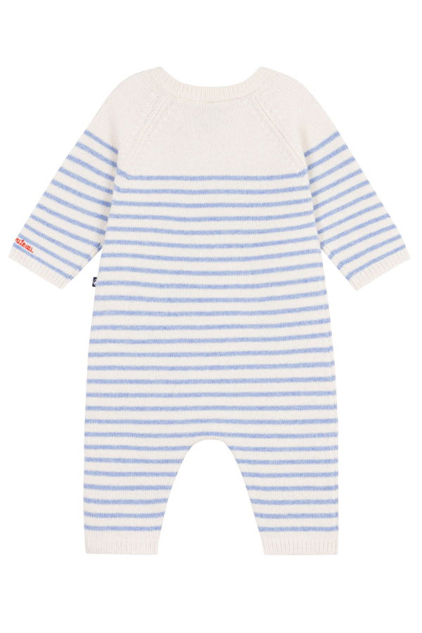 KIDS Petit Bateau Baby Knit Jumpsuit Polaire - Blue