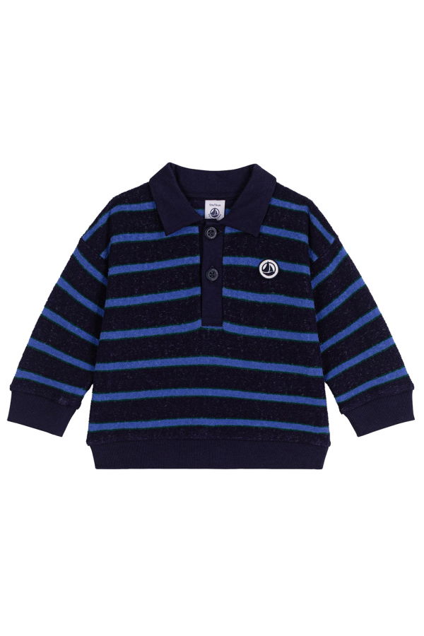 KIDS Petit Bateau Soir Blue Stripes Sweatshirt - Navy Blue