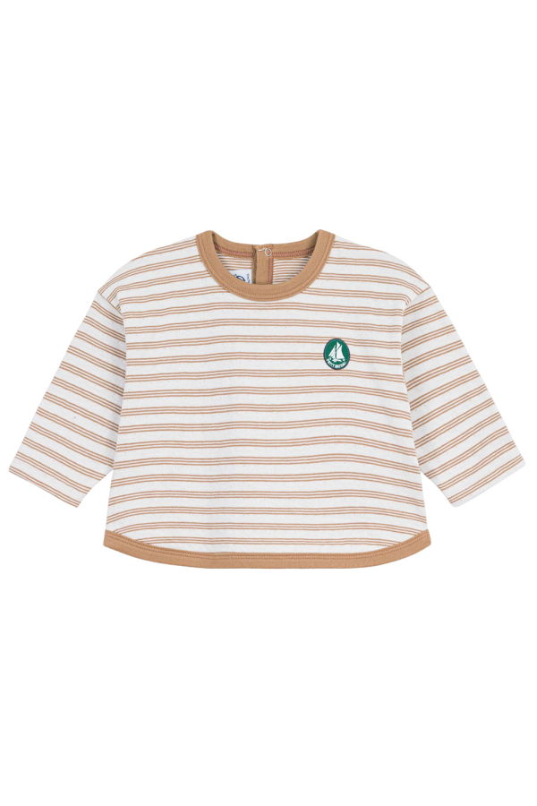 KIDS Petit Bateau Baby Striped Long Sleeve T-Shirt - Brown